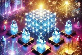 AI generated image visualising blockchain concepts
