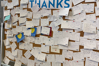 The Wall of Thanks at the Javits Center. Photo by author.