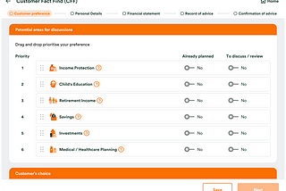 Practice for Usability Testing for CFF(Customer Fact Find) in an insurance App