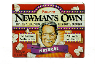 The packaging of Newman’s Own’s microwave popcorn