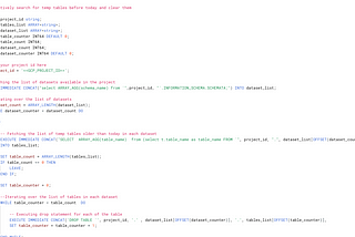 BigQuery dynamic SQL and managing temp tables