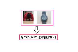 An Entropic Thought Experiment — A picture of the author doing a plank on the left, a picture of a watch showing 05:00:00 (minutes: seconds:milliseconds) on the left, and a text reading “A Thought Experiment” below that.