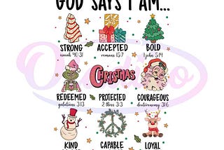 Retro God Says I Am Christmas Vibes PNG