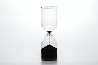 An hourglass running low on time.