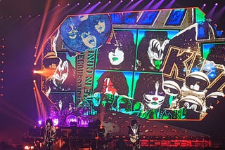 This shows the band KISS playing a concert.