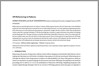 API Refactoring to Patterns paper presented at EuroPLoP 23