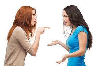 Woman arguing with another Woman.
