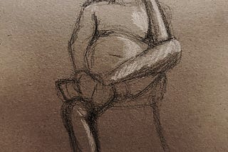Naked Man Drawing by Alice Tulin; edited by Mark Tulin
