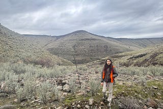 Author’s daughter stands in the high desert of Oregon.