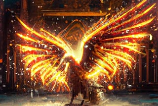 Artistic impression of a magical fire eagle