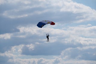 Picture of a person parachuting.