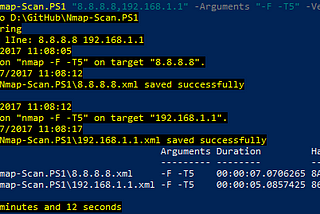 Using Powershell to programmatically run nmap scans