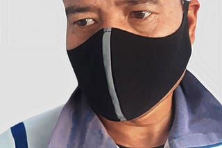 ADIFF emergency mask pictured on our production manager, Shafiq