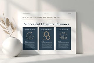 A sophisticated infographic showing the three pillars of successful designer resumesThe Hidden…