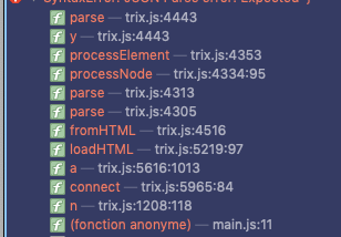 Trix — JSON parse error: Expected ‘}’