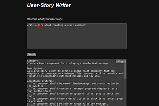 User story writer using Spring boot, Open AI and React.