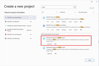 React and .NET Core Application in Visual Studio 2022 (Multiple Components)