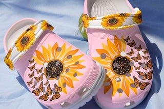 BEAUTIFUL Sunflower butterfly crocs clog shoes