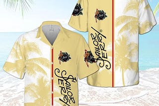 Sailor Jerry Rum Palm Tree All Over Print 3D Aloha Summer Beach Hawaiian Shirt White Yellow