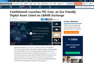 FILESHARE COIN : FSC Press Release > Benzinga — March 14, 2023