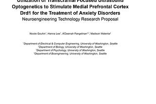 (Neuroengineering Research Proposal) Utilization of Transcranial Focused Ultrasound Optogenetics to…