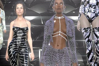 Virtual fashion show by Trashy Muse. Trashy Muse is the Berlin based semi-prophetic group of digital creators who staged the world’s first Virtual Avatar and AR fashion show in 2019