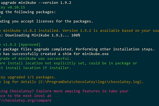 Upgrading to minikube v1.9.2 on Windows 10