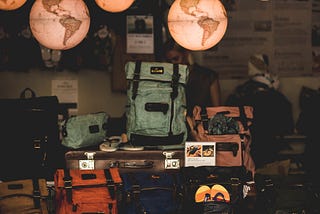 A bunch of suitcases on display