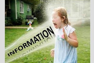 An image of a girl trying to drink from a hose but being sprayed