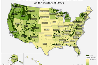 The US States rated by share of parks in their territory