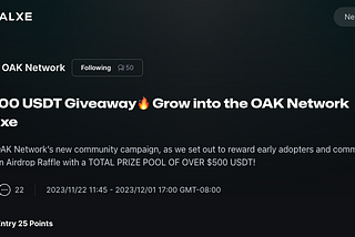 🚀 How to Participate in OAK Network's Airdrop on Galxe