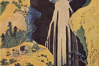 Katsushika Hokusai’s “The Amida Falls in the Far Reaches of the Kisokaidō Road.” Wikimedia Commons. Public Domain. 