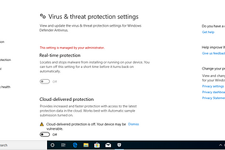 Turn off Windows Defender Real time Protection for Malware Analysis