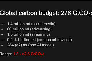 Picture of the overall calculation summing up the various components of the internet’s carbon footprint.