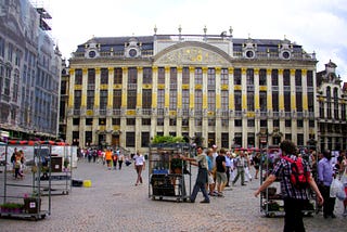 Brussels Grand Place on a cloudy day.