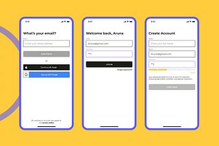 A set of screens from the final design