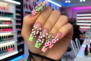 3d flower nails