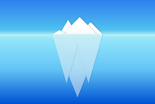 Minimalist art of an iceberg that symbolizes how small our consciousness is compared to our unconscious.