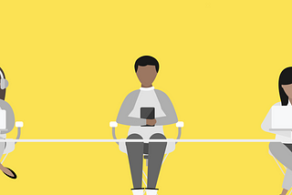 Illustration of people on devices