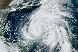 A satellite image of Hurricane Helene moving into the Gulf of Mexico at 3:51 pm (ET) on September 25, 2024.