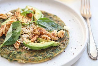 Spinach Omelet With Avocado & Cottage Cheese