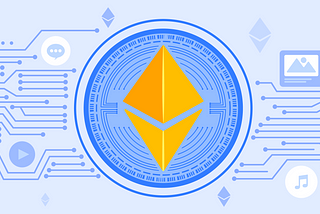 Ethereum logo within a digital grid