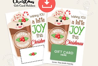 Printable Christmas Coffee Gift Card Holder, Printable Teacher Staff Gift Card holder, Christmas Gift for TEACHER, Holiday Gift Card holder
