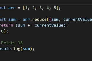 Reduce example where we calculate the sum of all elements in an array.