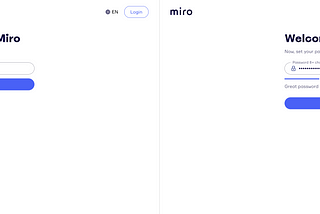 Onboarding wizard with one action per page — Miro