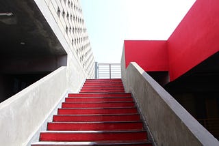 …the school with the red stairs
