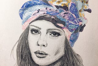 Portrait of a woman in silk scarf turban