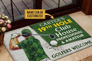 TOP Personalized custom name golf 19th hole club house professional and amateur doormat