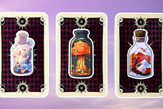 Three tarot pick a card piles: pile 1 — mixture, pile 2 — explosion, pile 3 — mountain
