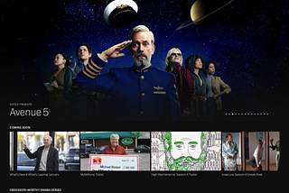 The HBO Now home screen is mostly promos at the top for that stuff that I haven’t shown an interest in.